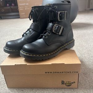 Dr. Martens Black Boots with Buckle Accents